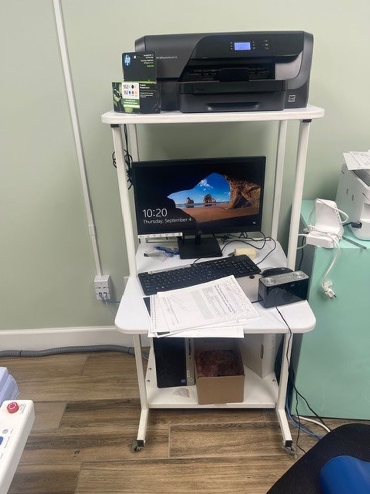 Office equipment on cart