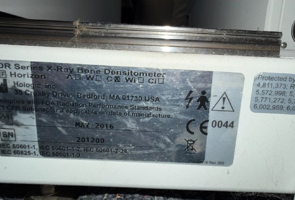 Hologic Horizon C X-Ray Bone Densitometer Label SN 201200