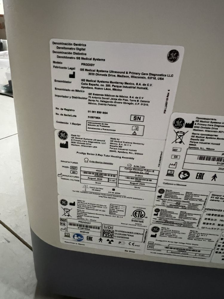 GE Prodigy DEXA Label