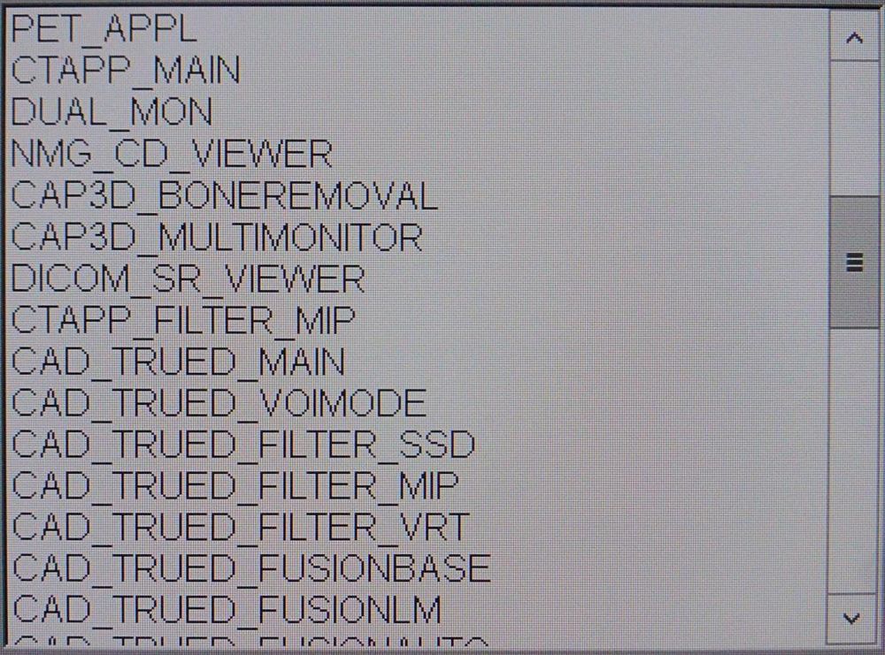 Siemens Biograph Horizon 16 4R PET/CT Application Menu