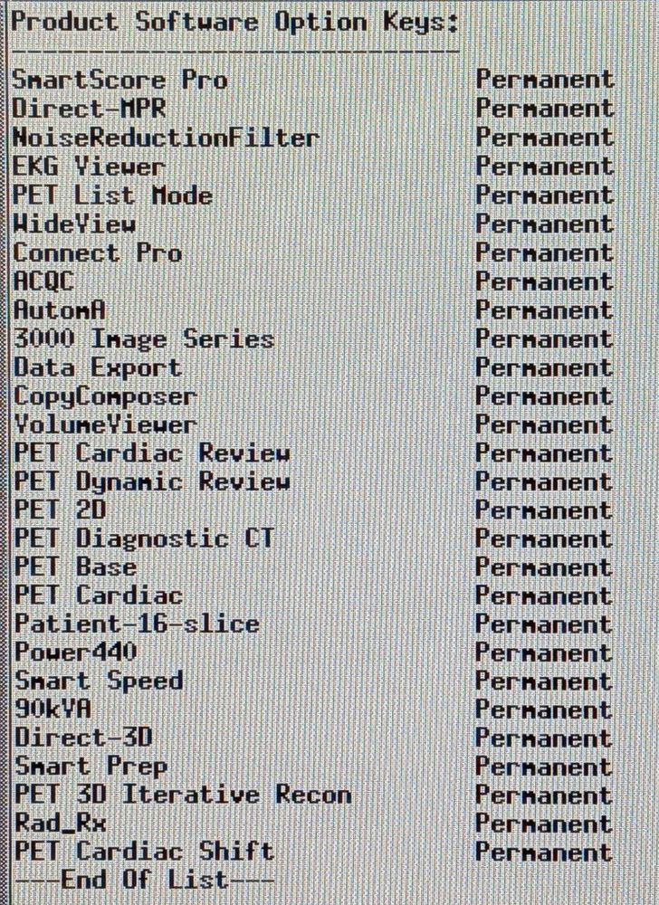 Product Software Option Keys