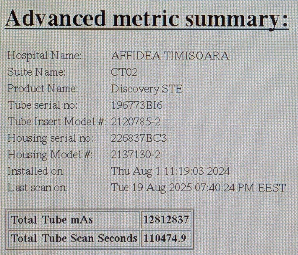 GE Discovery STE Advanced Metric Summary