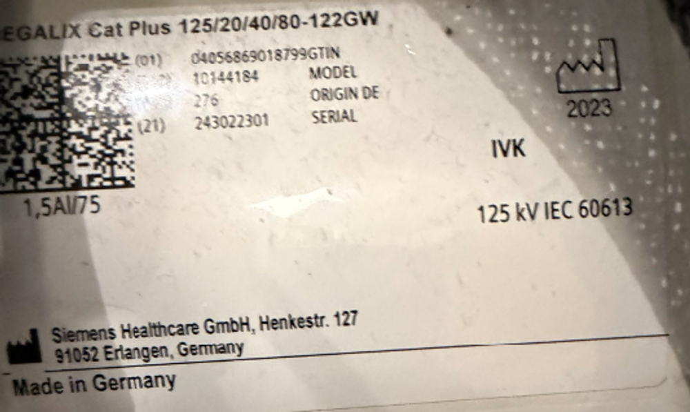 REGALIX Cat Plus 125/20/40/80-122GW Tube Label