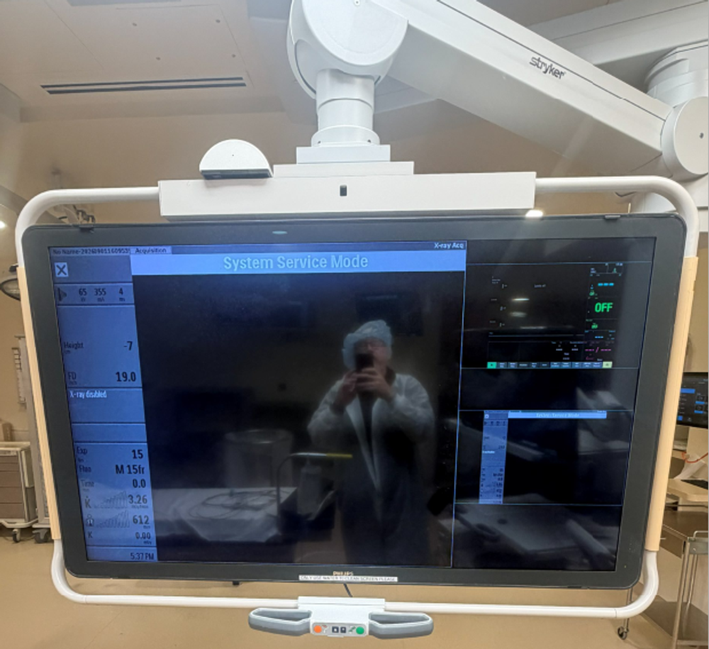 Philips Medical Monitor in System Service Mode with Stryker Arm