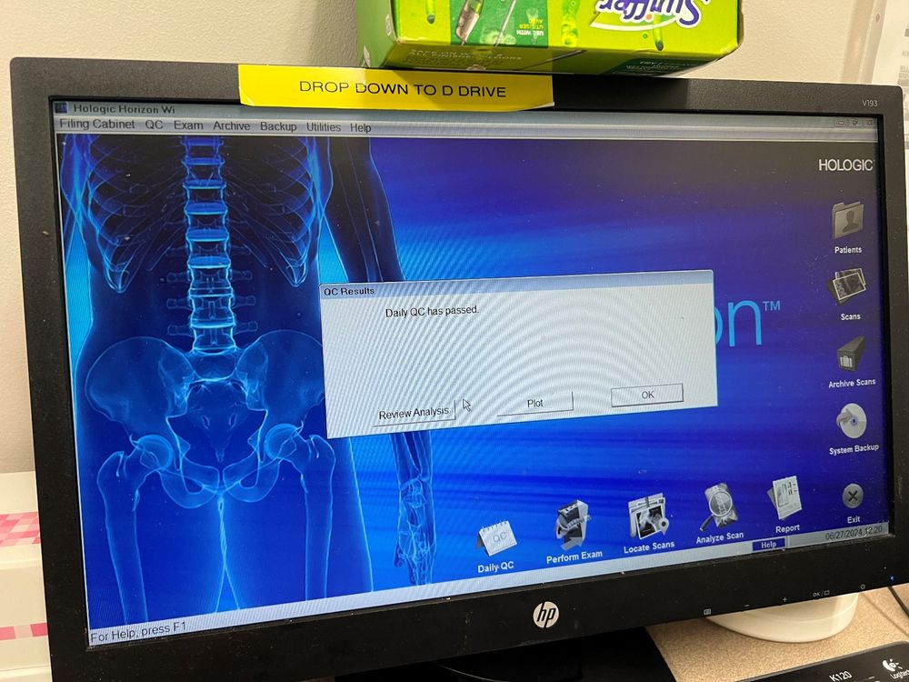 Hologic Horizon Wi DEXA Daily QC Passed Message
